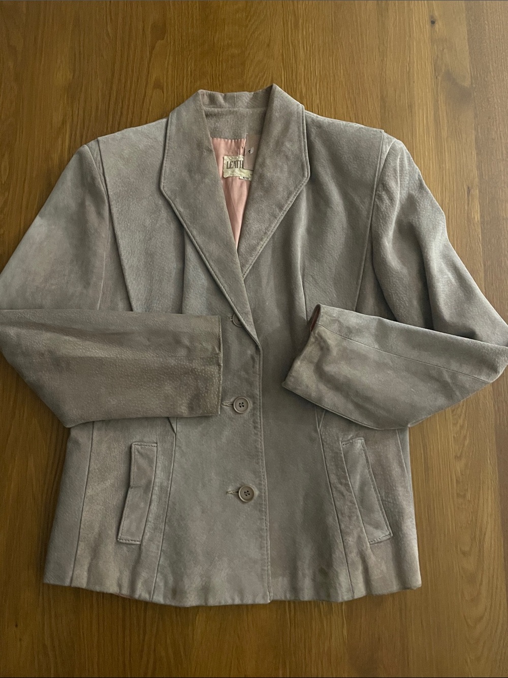 Vintage Leather Attic Grey-Taupe Suede Blazer Jacket - Picture 2 of 8